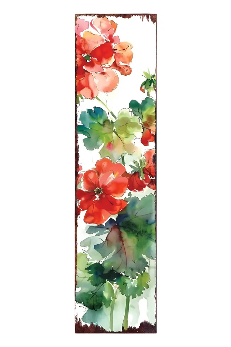 36" White Red And Green Floral Bouquet Solid Wood Porch Sign