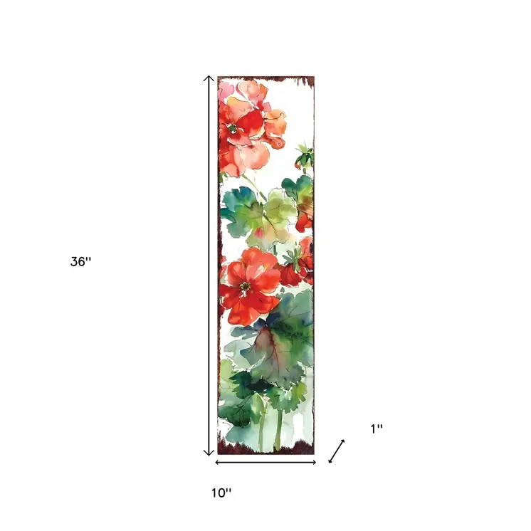 36" White Red And Green Floral Bouquet Solid Wood Porch Sign