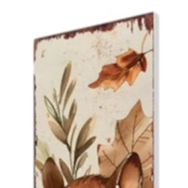 42" Tan Orange And Off White Solid Wood Squirrels Garden Stake