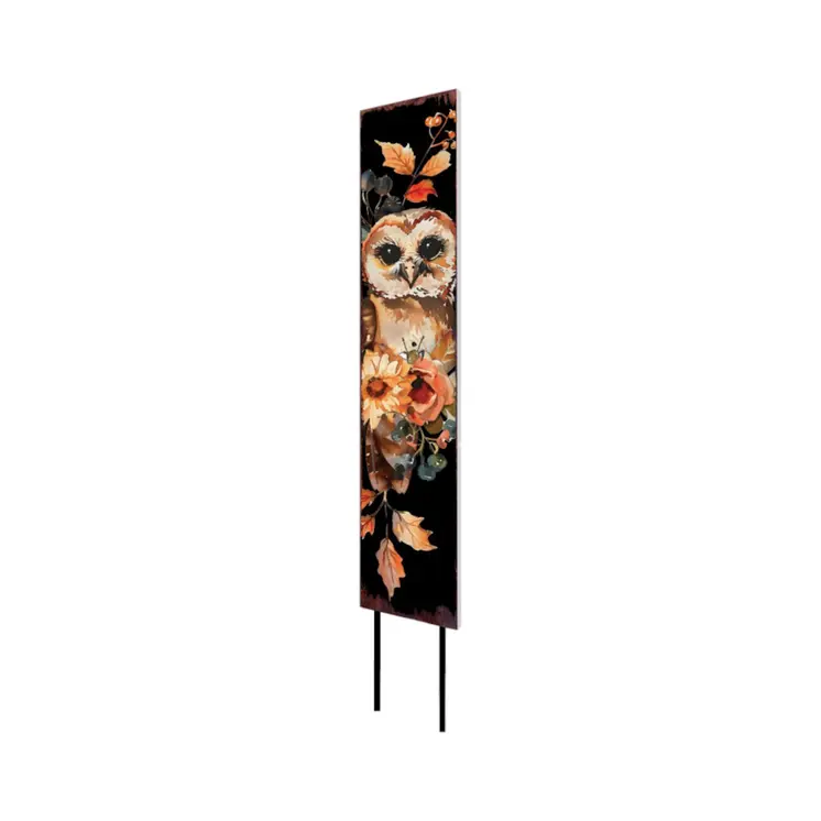 42" White And Brown Floral Bouquet Solid Wood Birds Garden Stake