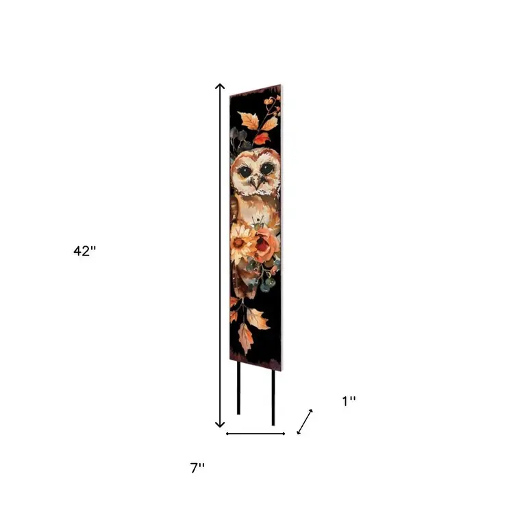 42" White And Brown Floral Bouquet Solid Wood Birds Garden Stake