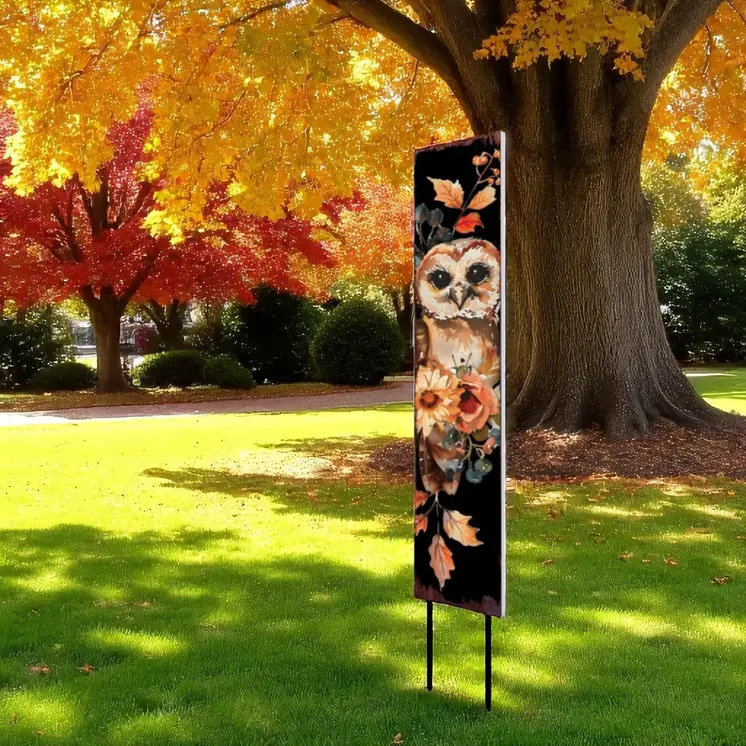 42" White And Brown Floral Bouquet Solid Wood Birds Garden Stake
