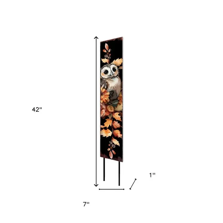 42" White And Brown Floral Bouquet Solid Wood Birds Garden Stake