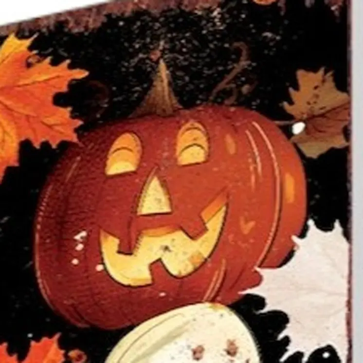 42" Black White And Orange Halloween Jack-O-Lantern Solid Wood Garden Stake