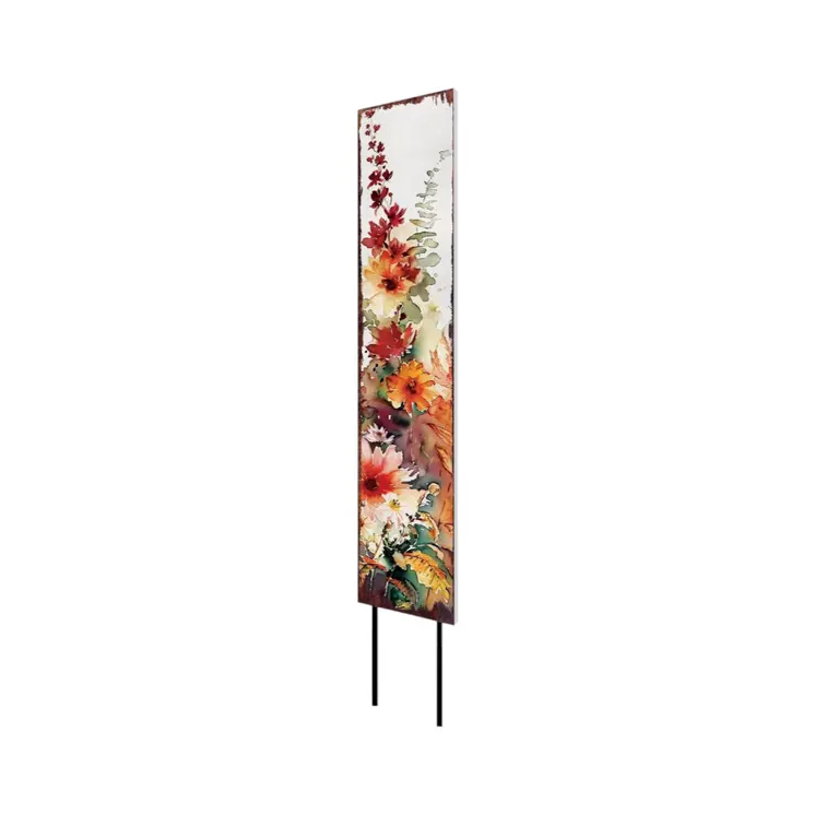 42" White Orange And Brown Solid Wood Garden Stake
