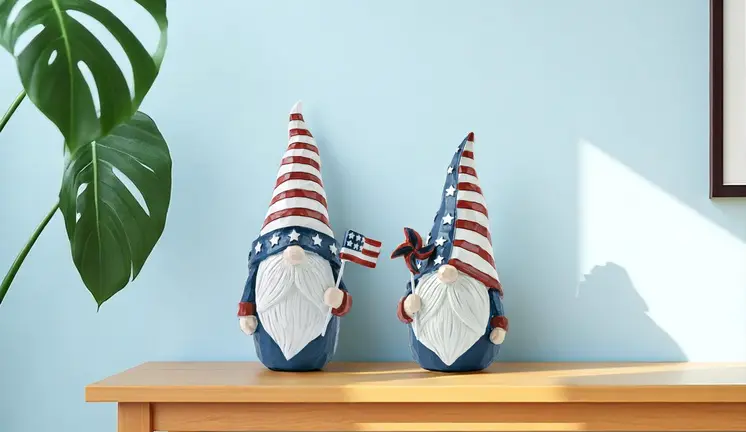 Set of Two Red White And Blue Polyresin Figurine