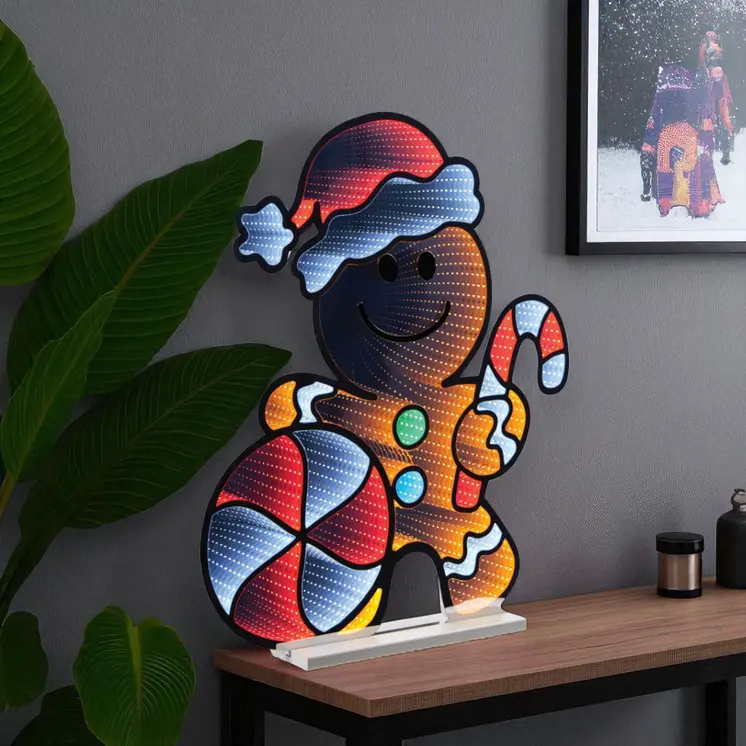 31" Brown And White Acrylic Figurine with LED