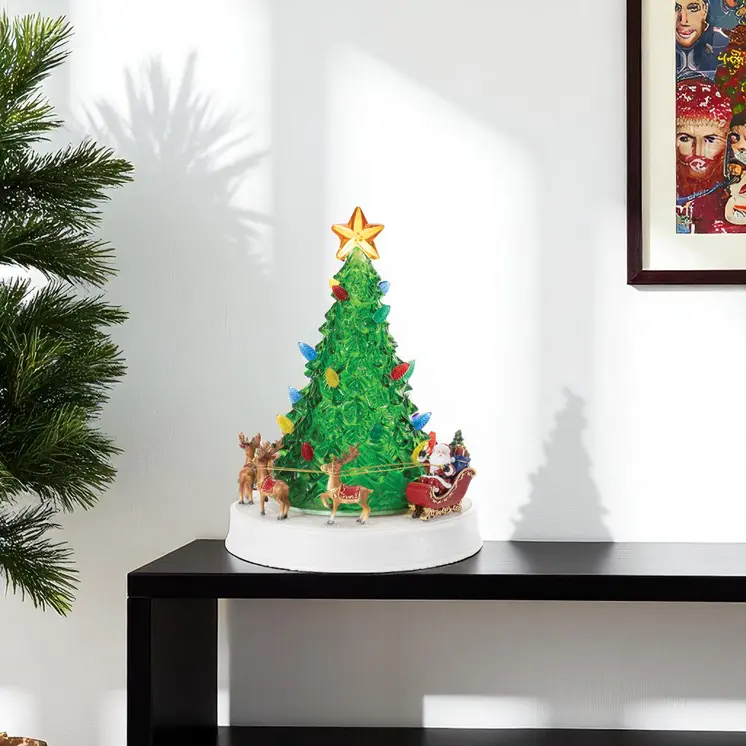 11" Red And Brown Plastic Tabletop Sculpture with LED