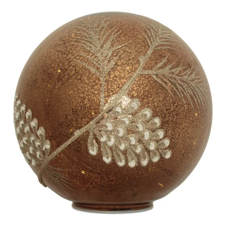 Set of Two Brown And Gray Glass Tabletop Sculpture with LED