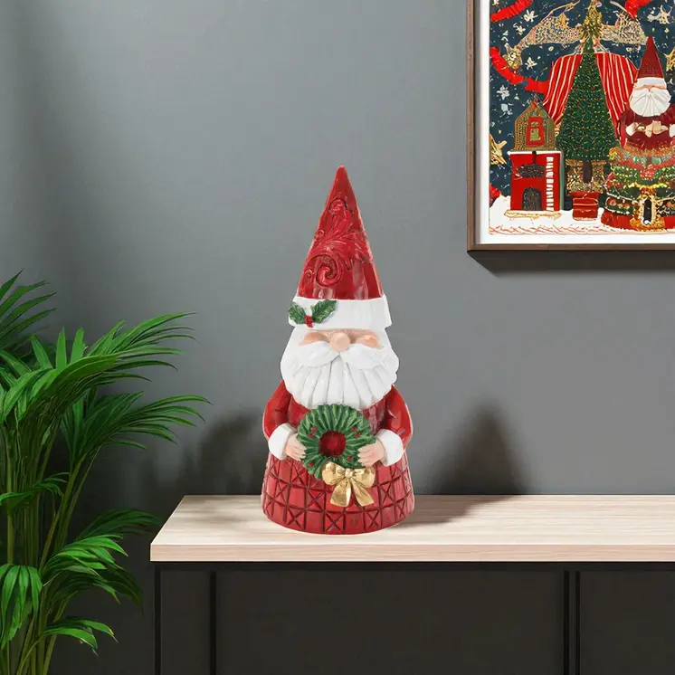 9" Red White And Green Polyresin Figurine