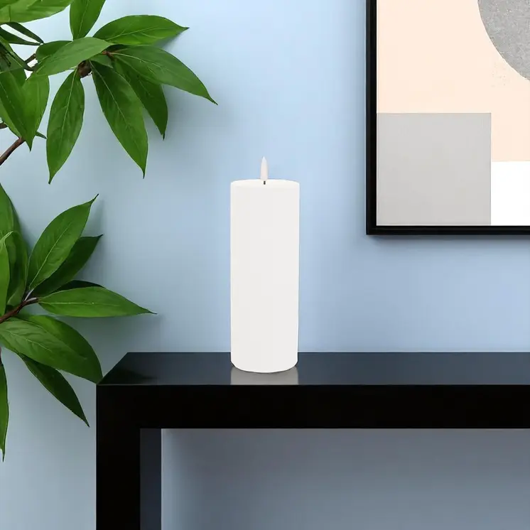 Set of Two White Flameless Pillar Candles
