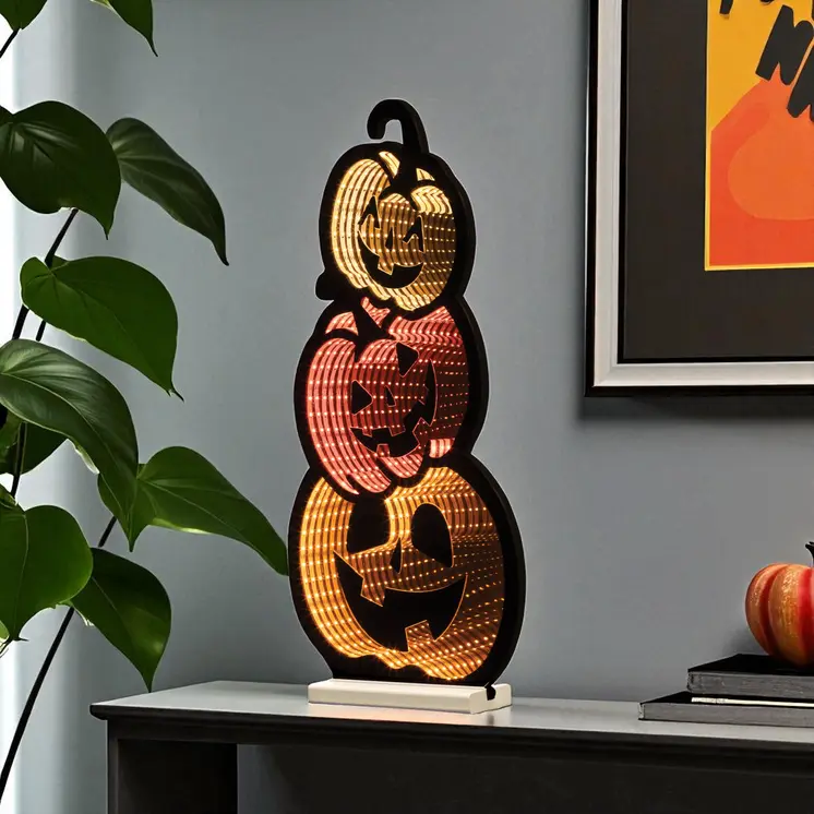 23" Orange Black And Yellow Acrylic Figurine with LED