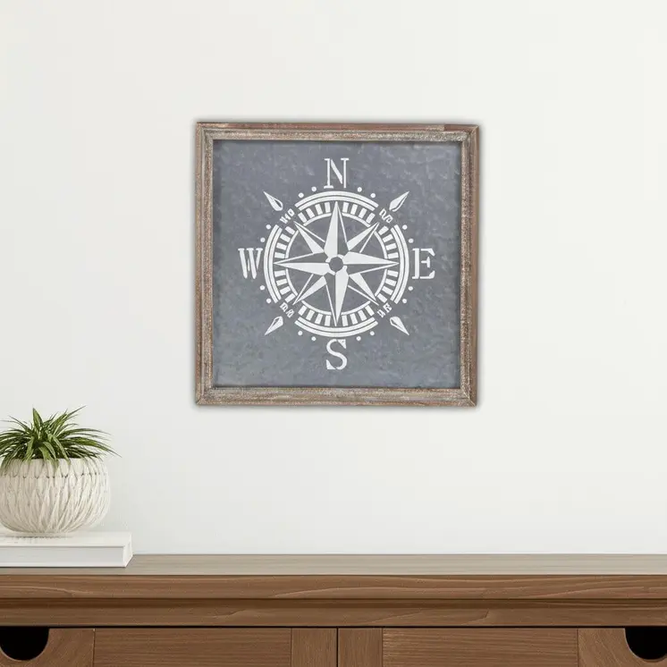 17" X 17" Gray Metal Square Framed Art