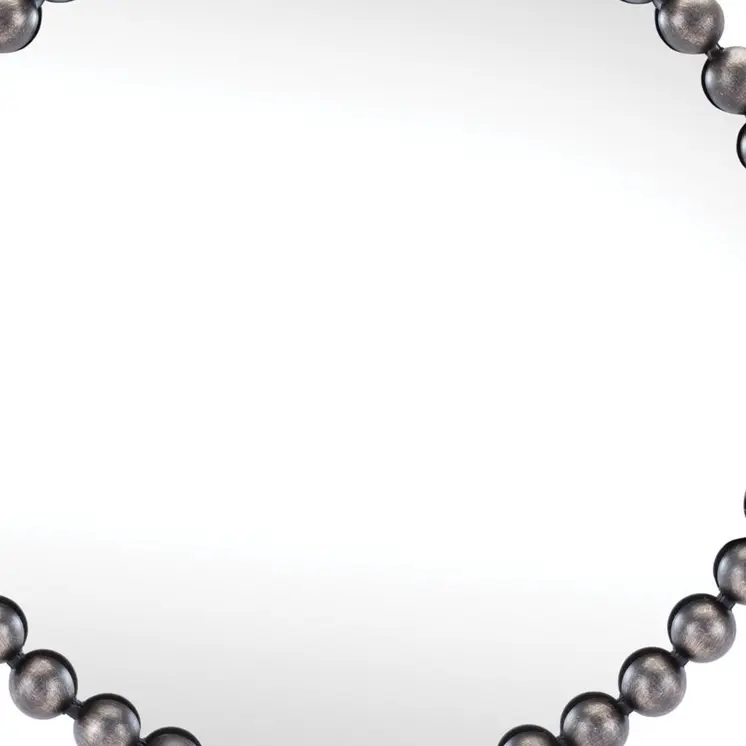 24" Dark Gray Iron Beaded Round Accent Mirror