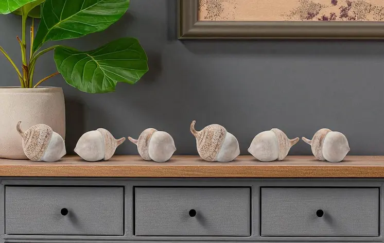 Set of Six Beige Polyresin Tabletop Sculpture