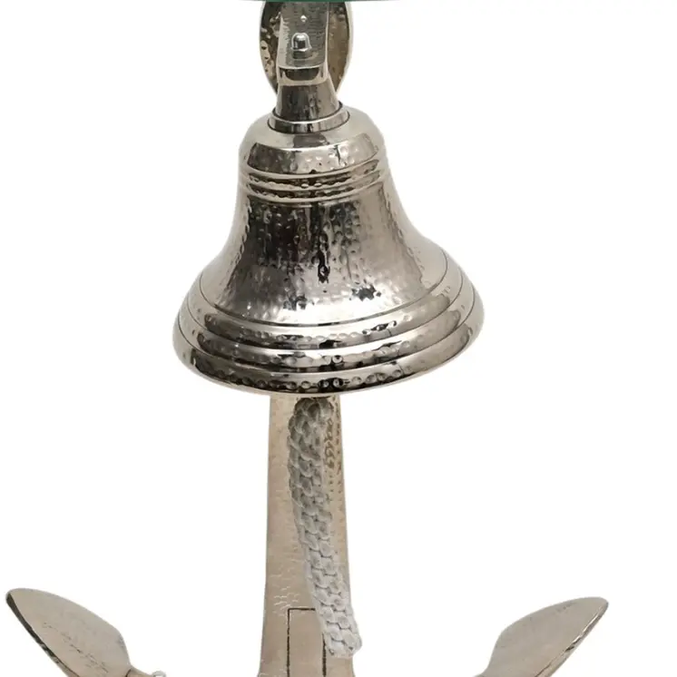 24" Clear and Silver Glass and Aluminum Nautical Bell End Table