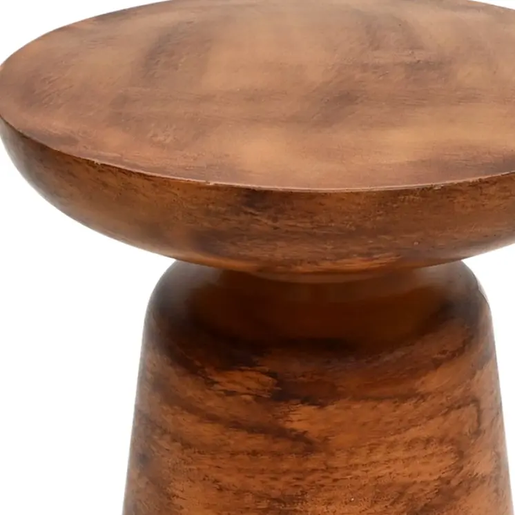 15" Natural Iron and Aluminum Round Pedestal End Table