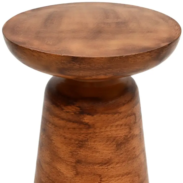 15" Natural Iron and Aluminum Round Pedestal End Table