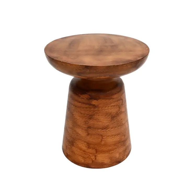 15" Natural Iron and Aluminum Round Pedestal End Table