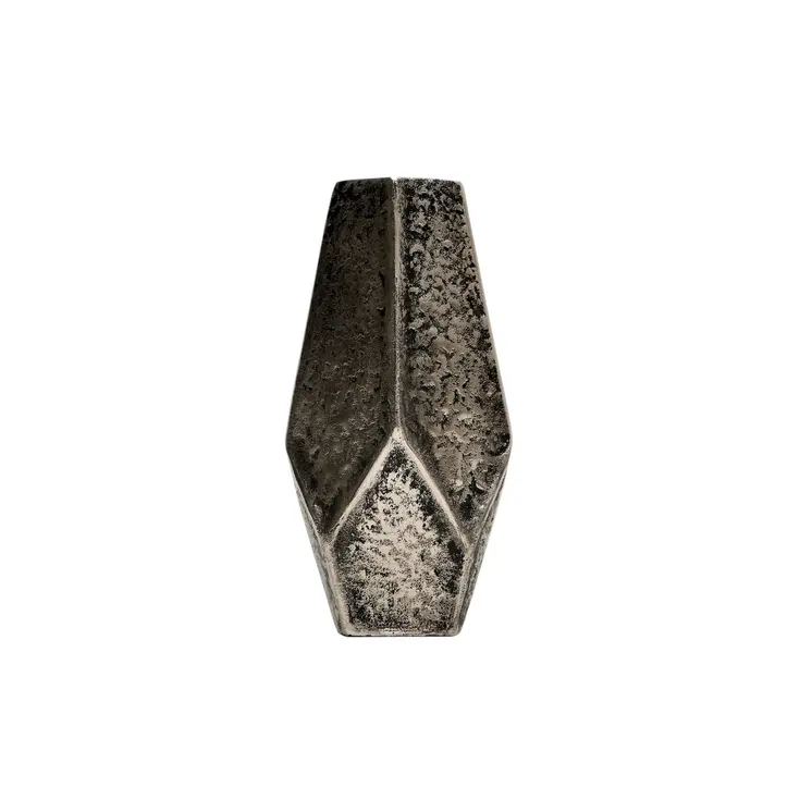 Set of Three Antiqued Silver Aluminum Urn Table Vases