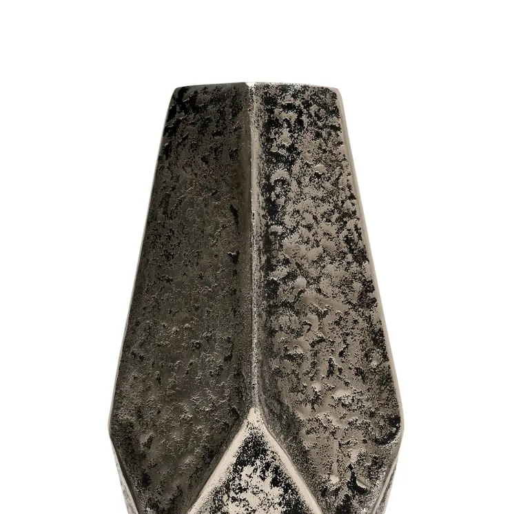 Set of Three Antiqued Silver Aluminum Urn Table Vases