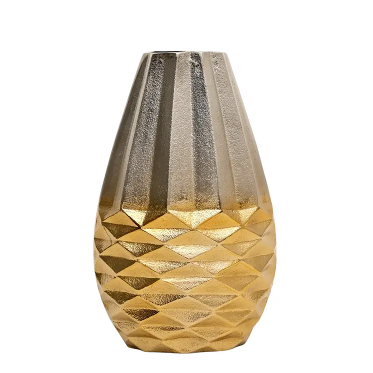 Set of Three Gold Aluminum Urn Table Vases