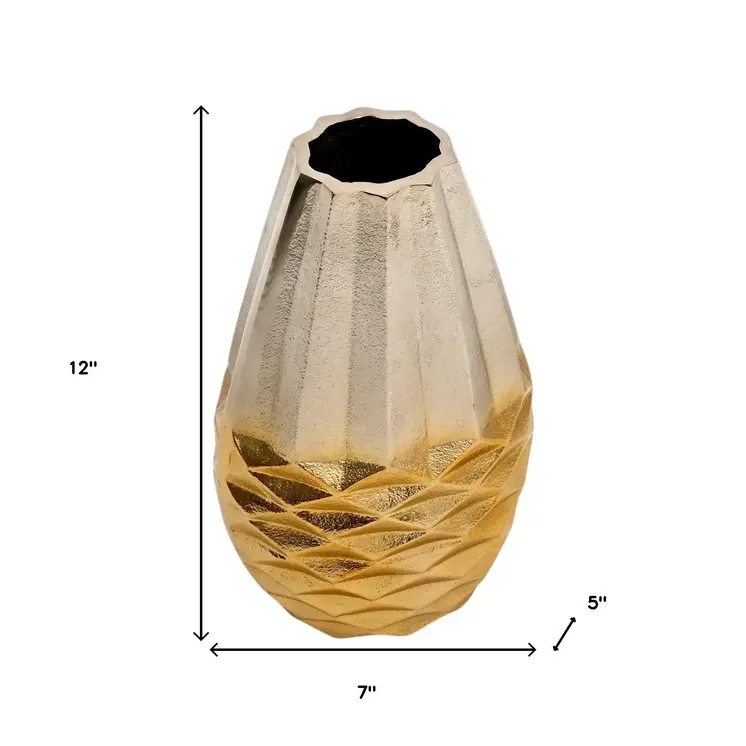 Set of Three Gold Aluminum Urn Table Vases