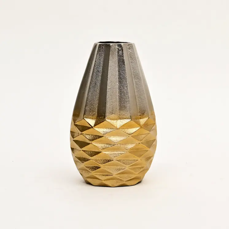 Set of Three Gold Aluminum Urn Table Vases