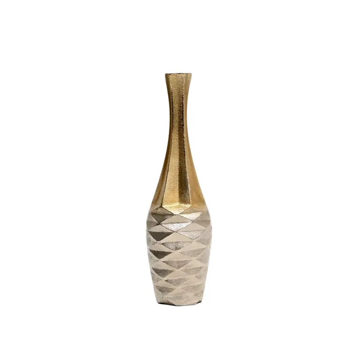 Set of Three Gold Aluminum Urn Table Vases