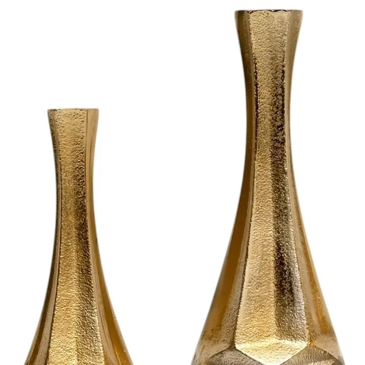 Set of Three Gold Aluminum Urn Table Vases