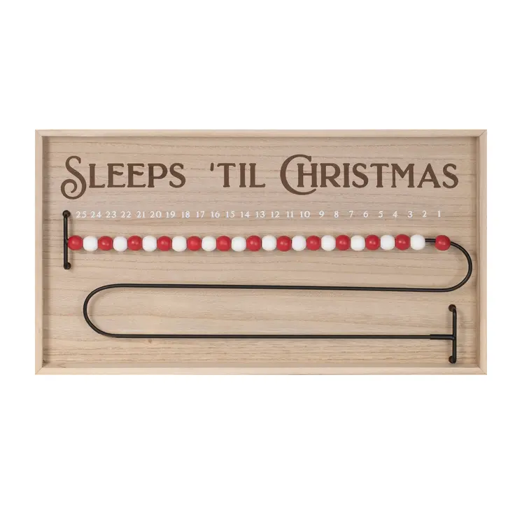 11" X 20" Beige And Red Christmas Wood Hanging Dimensional Sculpture