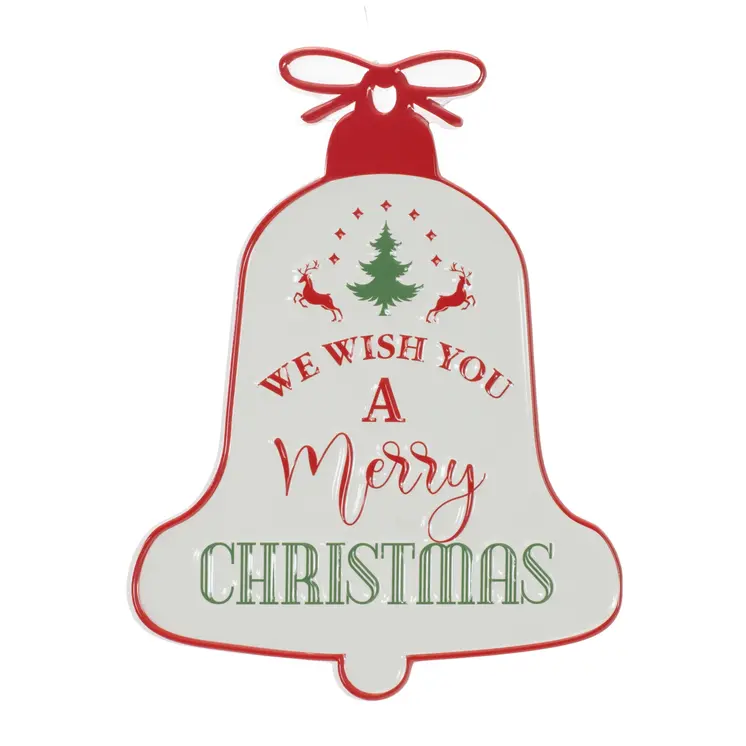 10" X 8" White Red And Green Christmas Iron Hanging Dimensional Sculpture