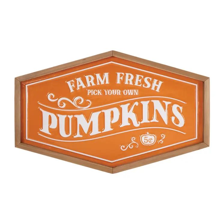 13" X 20" Orange And White Thanksgiving Iron Hanging Dimensional Sculpture