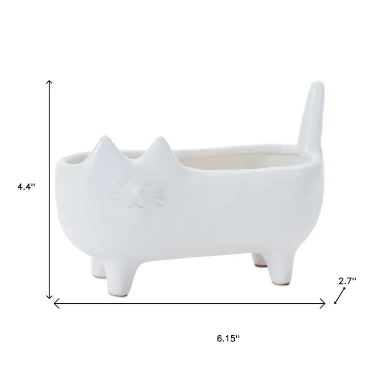 Set of Two White Ceramic 1 Ounce Animals Pot Planters
