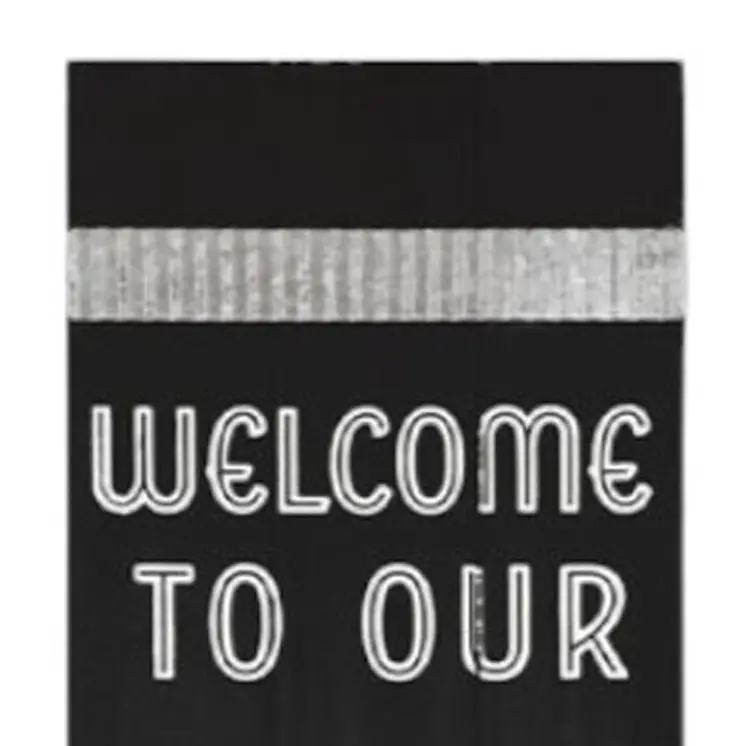59" Black And White Solid Wood Hello Welcome Reversible Porch Sign
