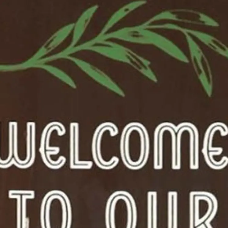 59" Brown And White Solid Wood Welcome Reversible Porch Sign