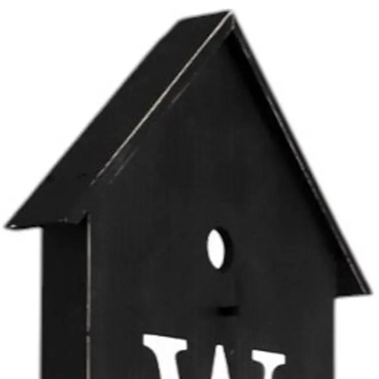 48" Black And White Solid Wood Birdhouse Welcome Porch Sign