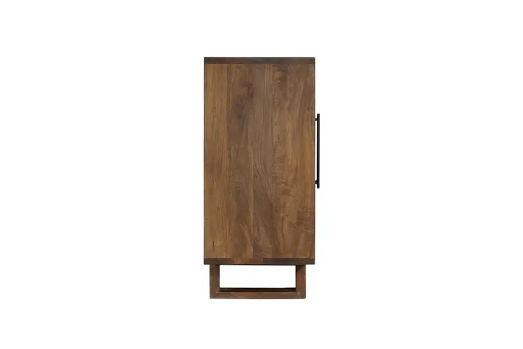 83" Dark Brown Distressed Reclaimed Wood Three Drawer Sideboard with Four Doors