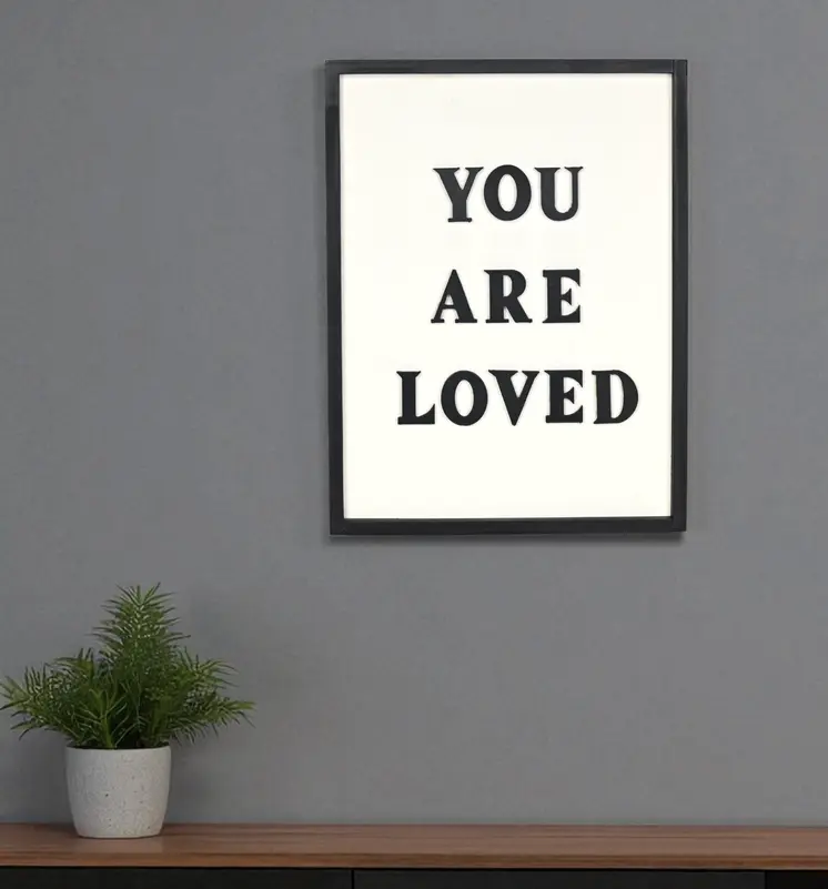 16" X 12" Black And White You Are Loved Wood Wall Decor