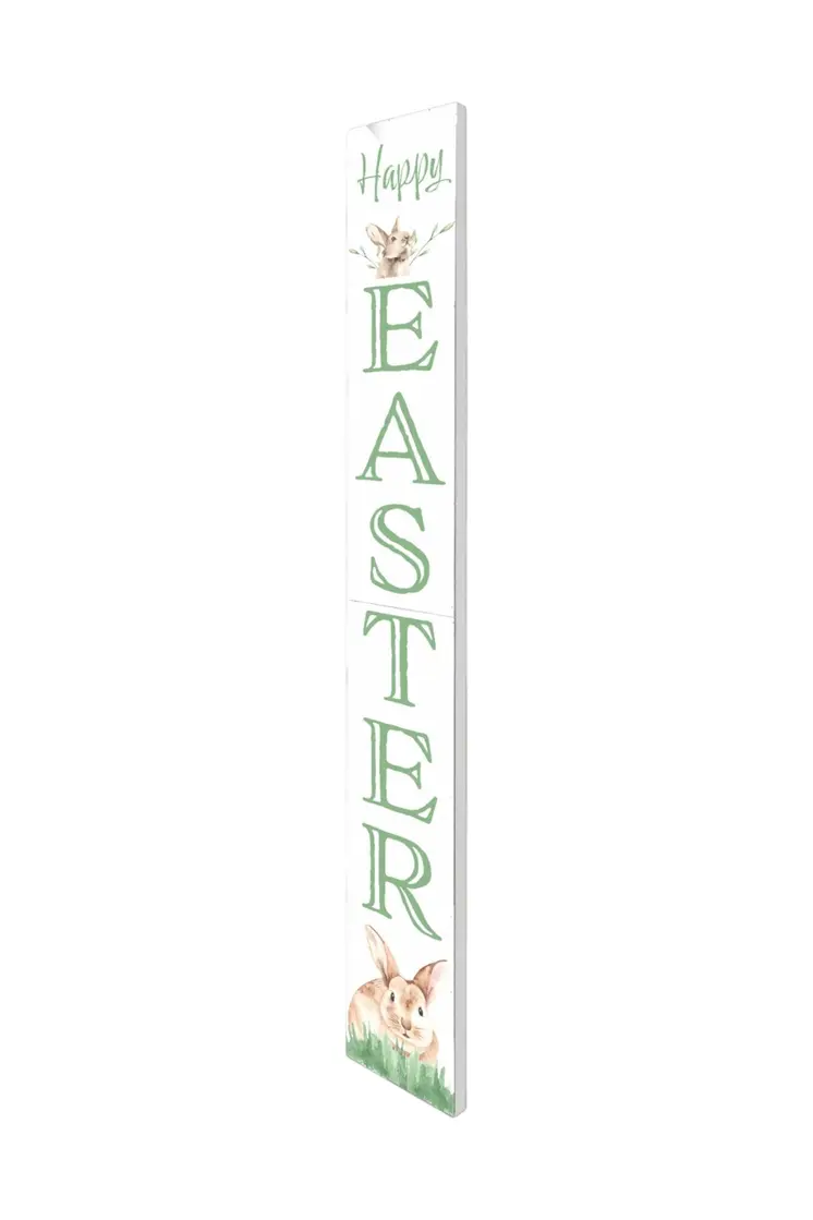 72" White And Green Solid Wood Happy Easter Easter Porch Sign