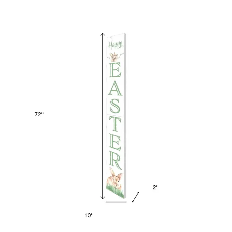 72" White And Green Solid Wood Happy Easter Easter Porch Sign