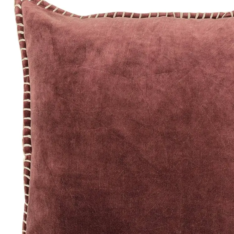 19" Russet Velvet And Cotton Throw Pillow