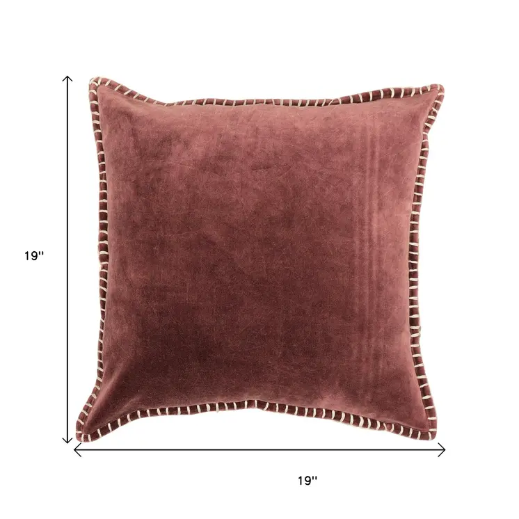 19" Russet Velvet And Cotton Throw Pillow