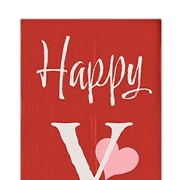 72" Red And White Solid Wood Happy Valentine's Day Valentine's Day Porch Sign