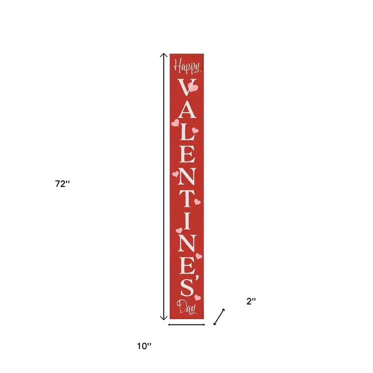 72" Red And White Solid Wood Happy Valentine's Day Valentine's Day Porch Sign