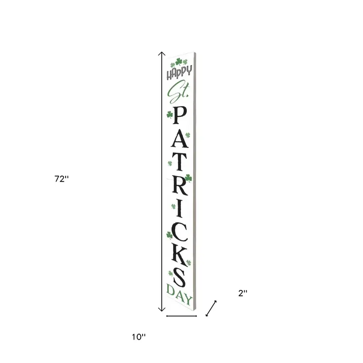 72" White Black And Green Solid Wood Happy St Patrick's Day Porch Sign