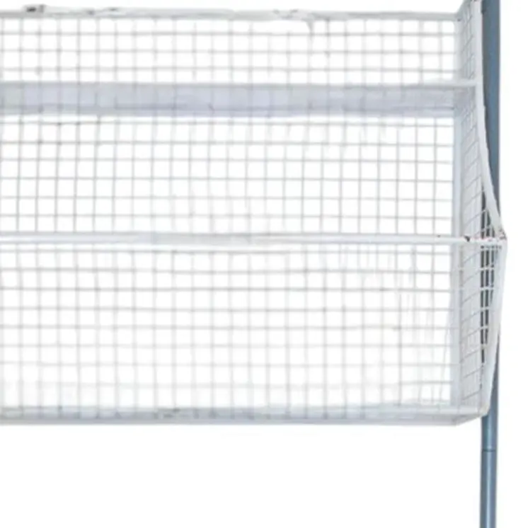 24" White And Gray Metal Baskets Wall Mounted Cubby Shelf