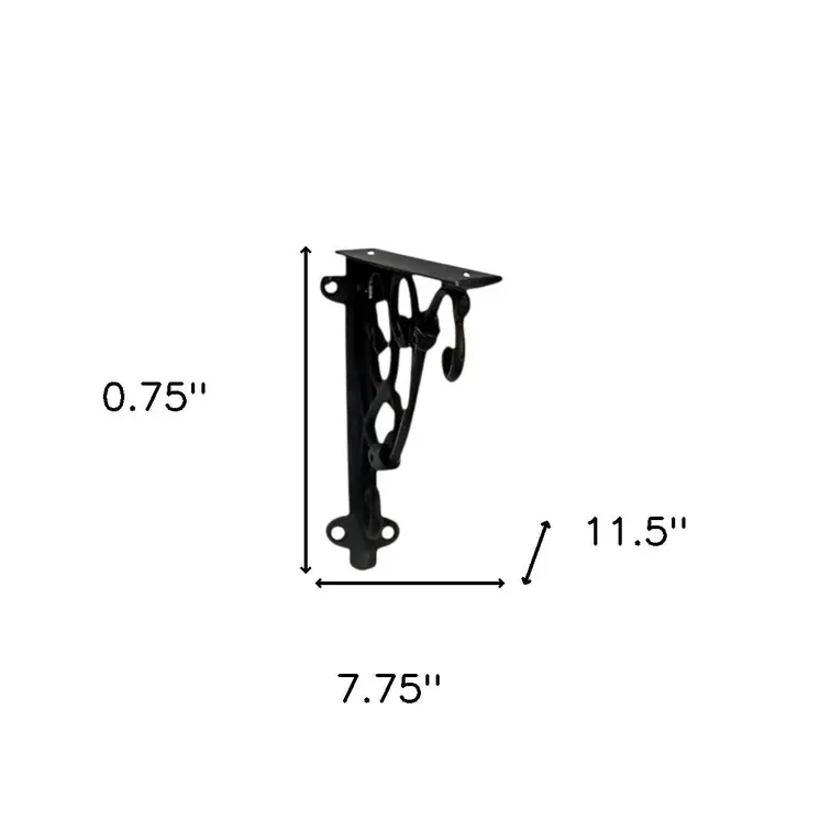 8" Set Of Two Black Metal Wall Mounted Shelf Brackets