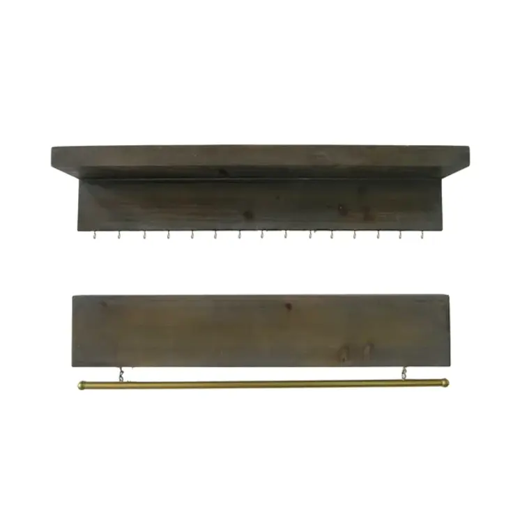 Set Of Two Brown Wood Wall Mounted Accent Shelf