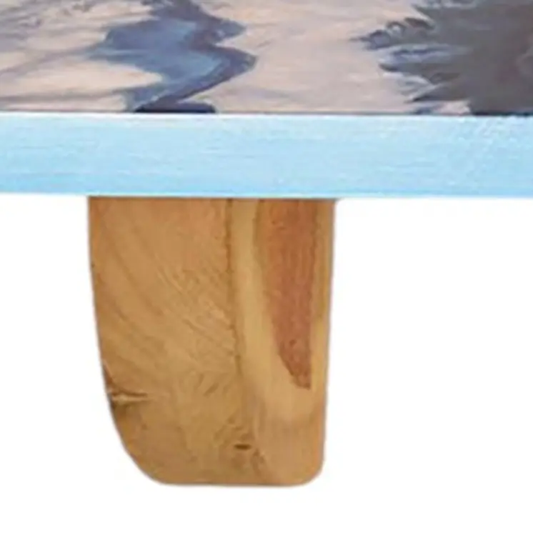 24" Blue And Natural Wood Agate Pattern Wall Mount Accent Shelf